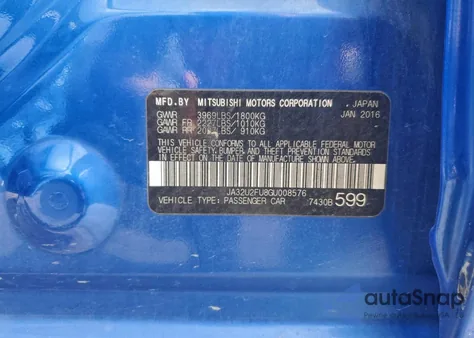 2016 Mitsubishi Lancer Es из США, поврежденный, VIN JA32U2FU8GU008576